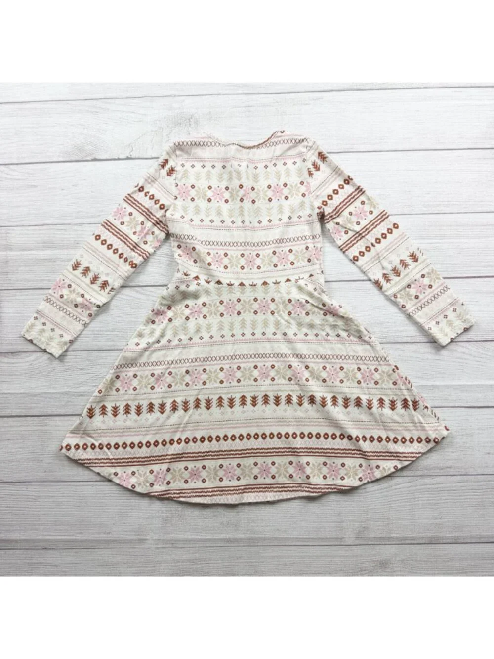 The Children's Place Girls Snow Fairisle Pattern Long Sleeve Dress M 7-8